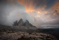 Tre Cime v oblacích