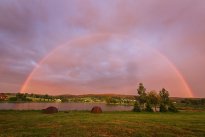 Rainbow over a pond