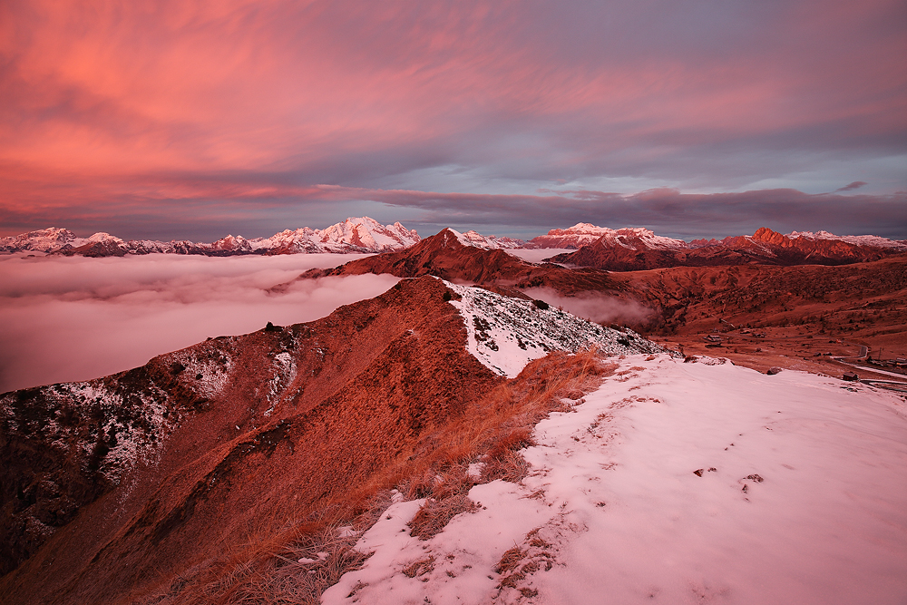 Dolomitské zimní ráno