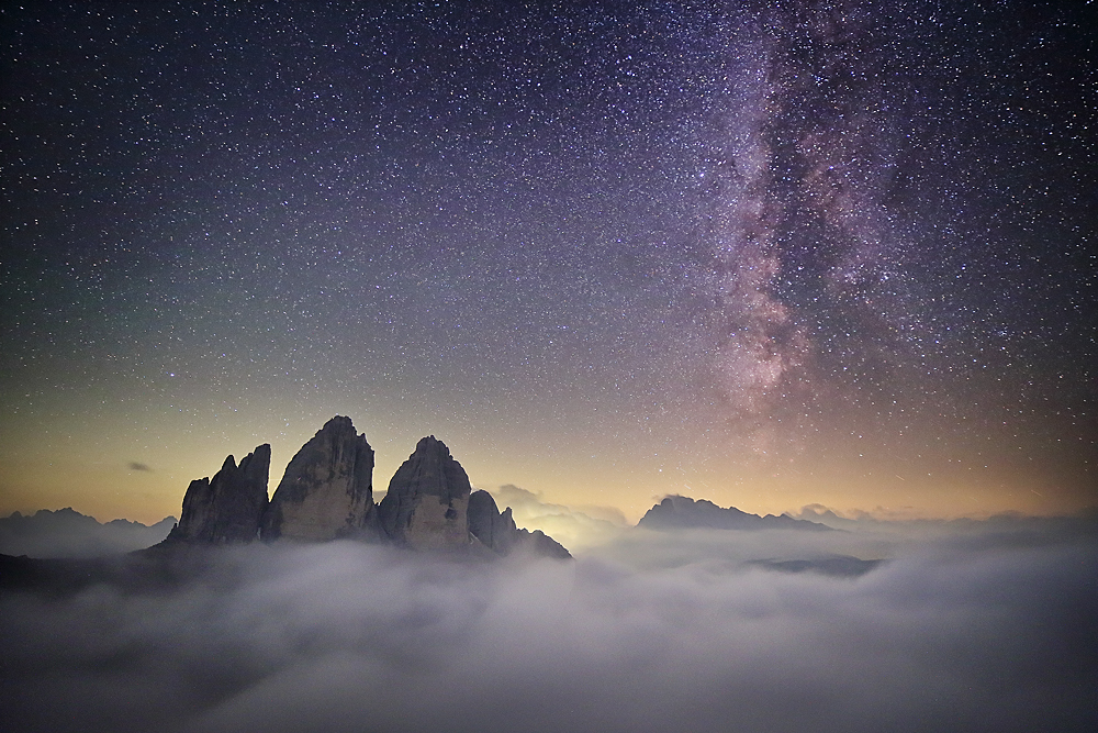 Letní noc u Tre Cime di Lavaredo