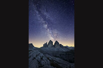 Mléčná dráha nad Tre Cime di Lavaredo