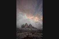 Tre Cime v oblacích