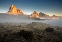 Morning fogs in Dolomites