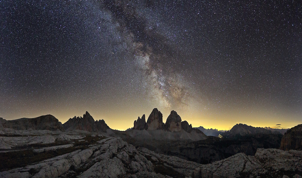 Mléčná dráha nad Tre Cime di Lavaredo